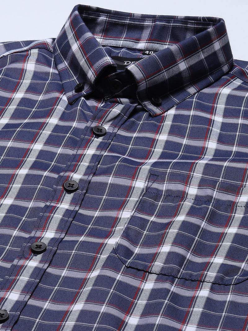 Grey And White: Checked Formal Shirt