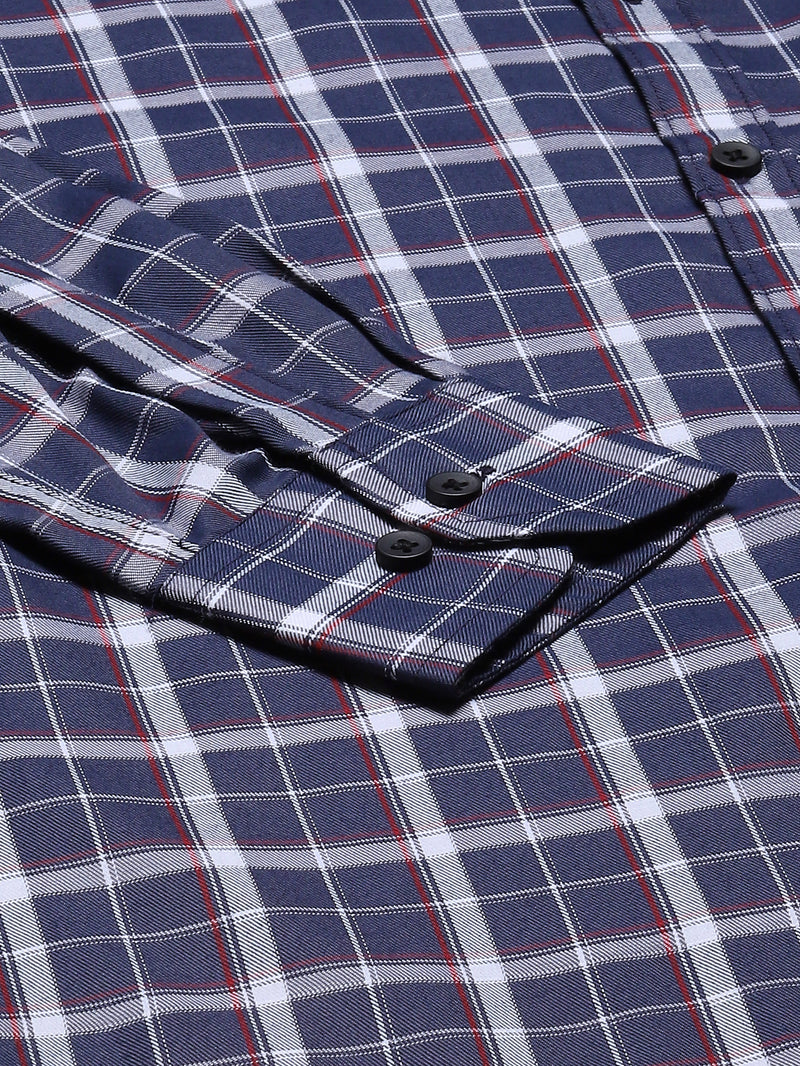 Grey And White: Checked Formal Shirt