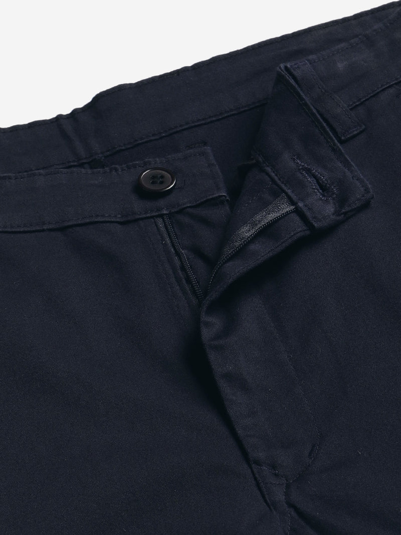 Men Navy Blue Smart Skinny Fit Solid Chinos