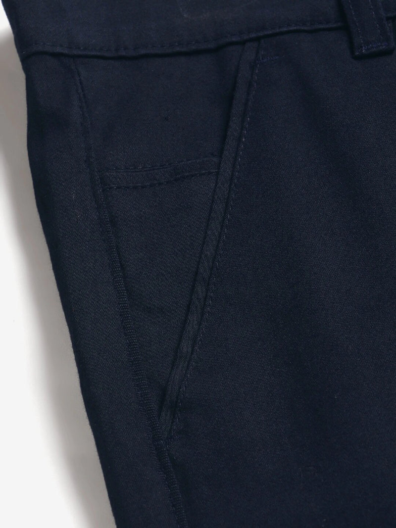 Men Navy Blue Smart Skinny Fit Solid Chinos