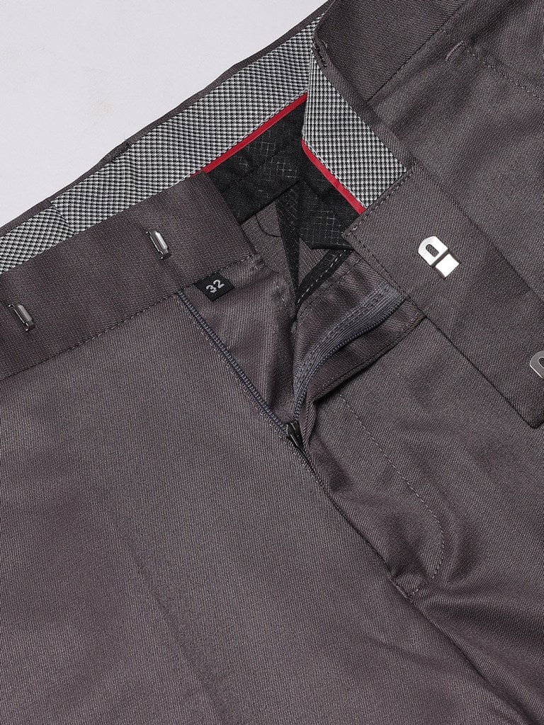 Men Taupe Smart Tapered Fit Solid Formal Trousers