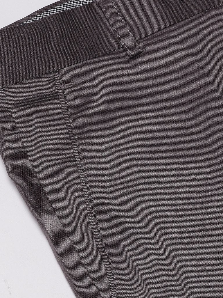 Men Taupe Smart Tapered Fit Solid Formal Trousers