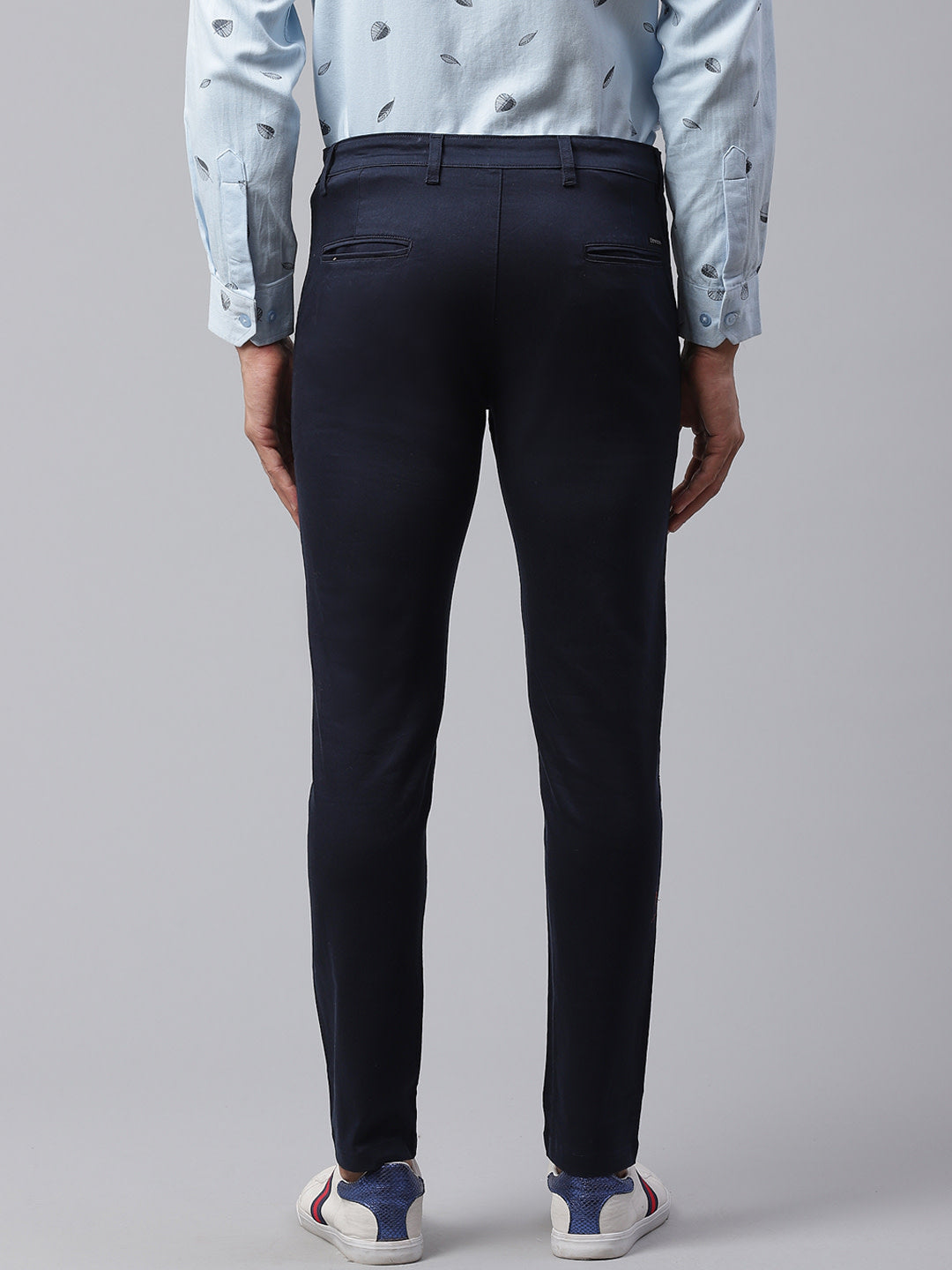 Men Navy Blue Smart Skinny Fit Solid Chinos – Dennison Fashion India