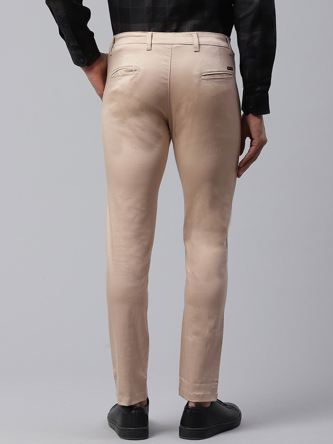 Men Beige Smart Skinny Fit Solid Chinos
