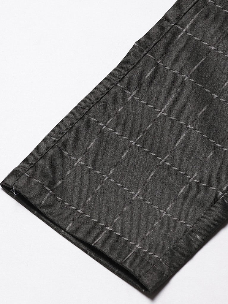 Men Olive Green  Beige Smart Skinny Fit Checked Chinos