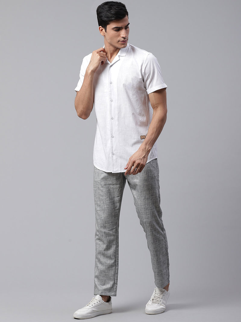 Men Grey Melange  Olive Green Smart Skinny Fit Checked Chinos