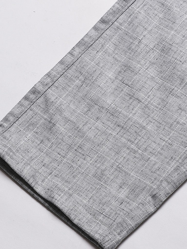 Men Grey Melange  Olive Green Smart Skinny Fit Checked Chinos