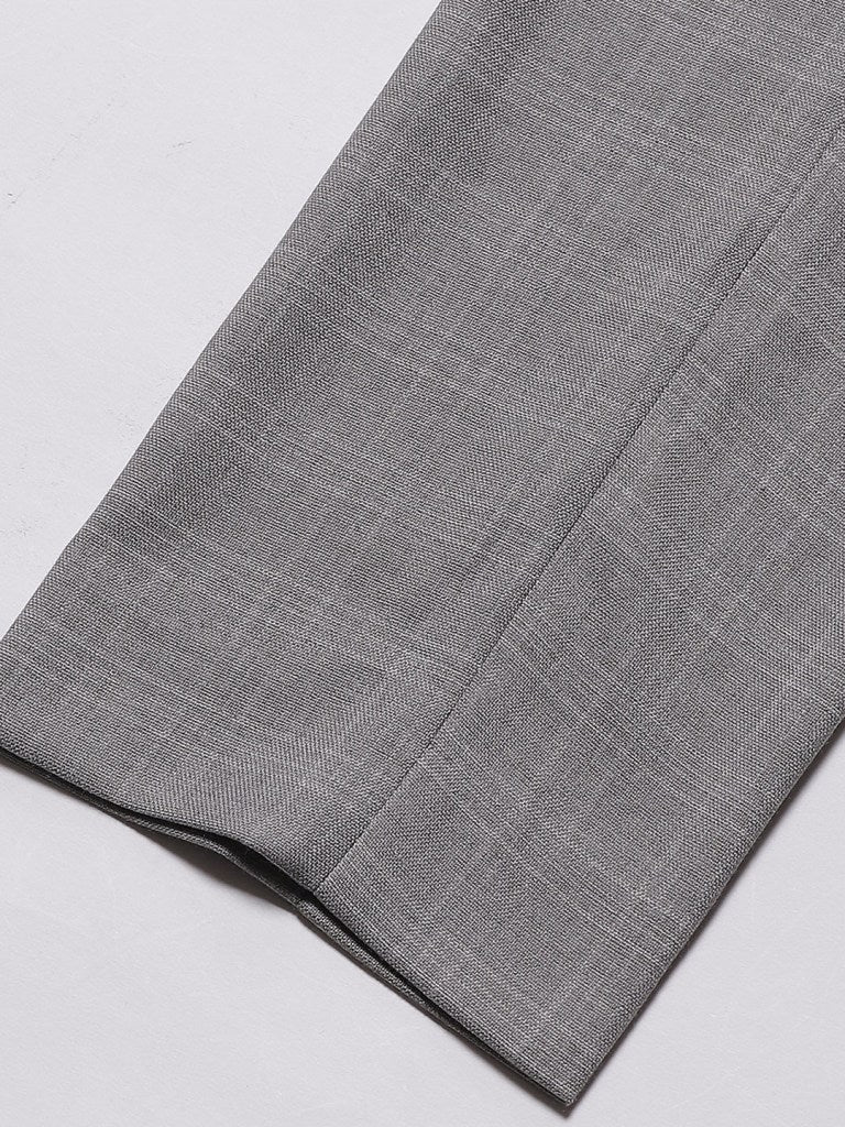 Men Grey Smart Tapered Fit Checked Formal Trousers