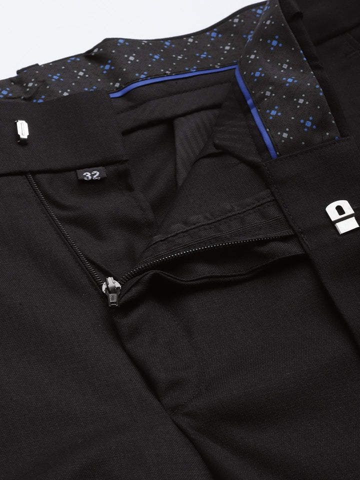 Men Black Smart Tapered Fit Formal Trousers