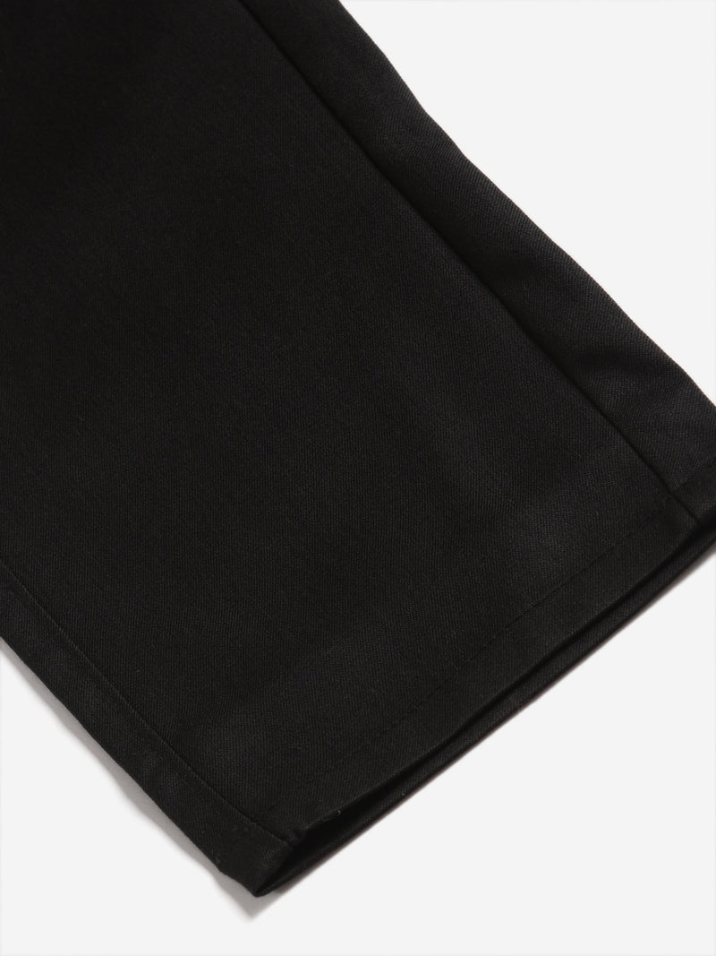 Men Black Smart Tapered Fit Solid Regular Trousers