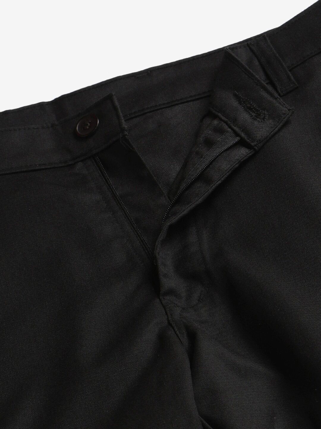 Men Black Smart Tapered Fit Solid Regular Trousers