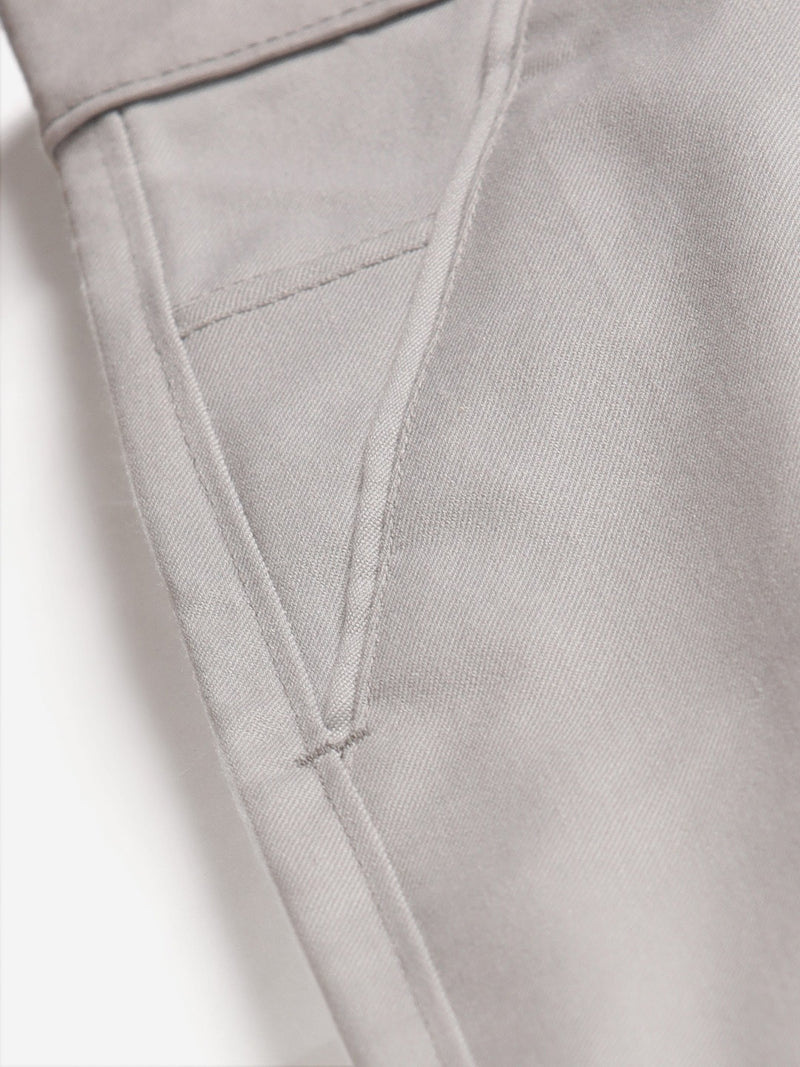 Men Grey Smart Tapered Fit Solid Regular Trousers