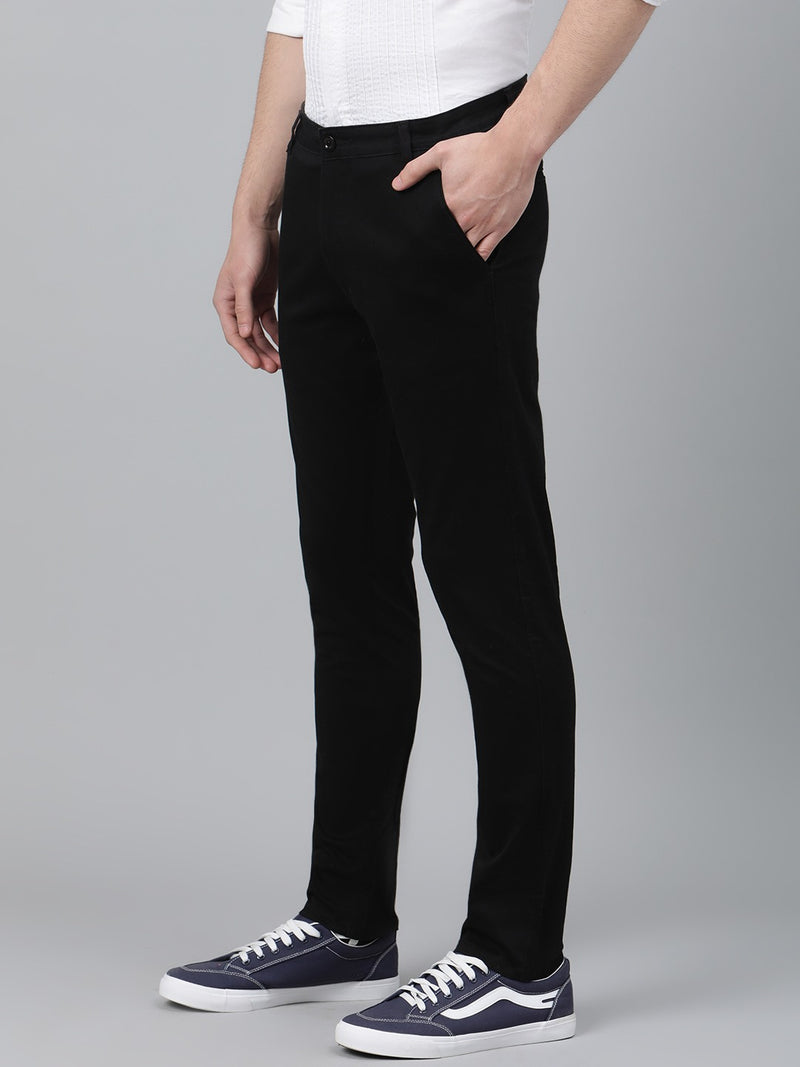 Men Black Smart Skinny Fit Solid Chinos