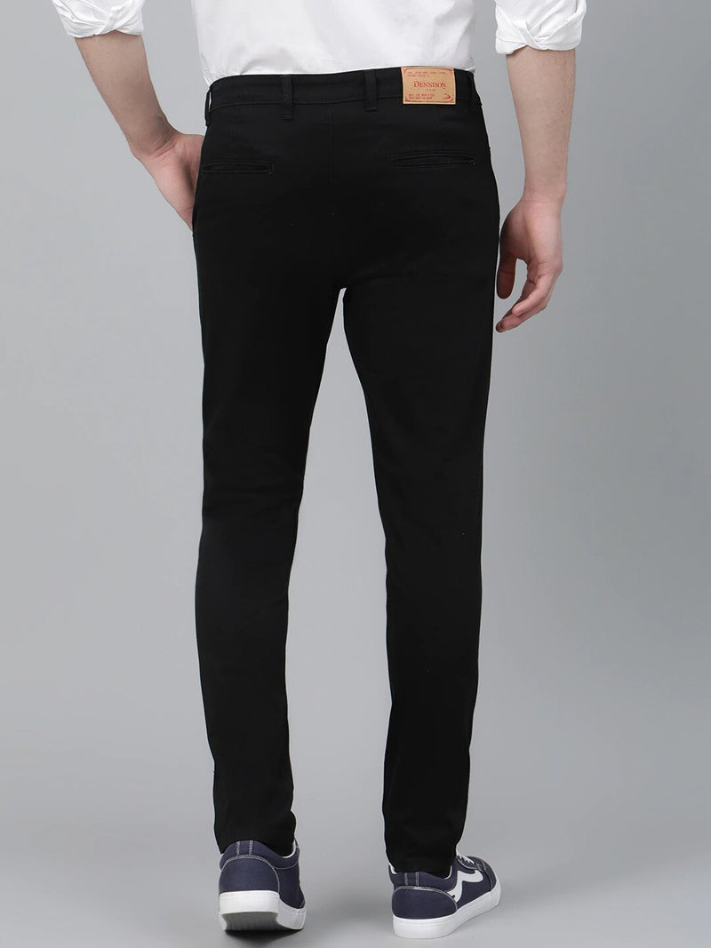 Men Black Smart Skinny Fit Solid Chinos