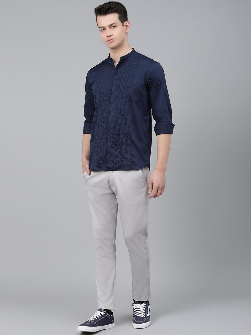 Men Grey Smart Skinny Fit Solid Chinos