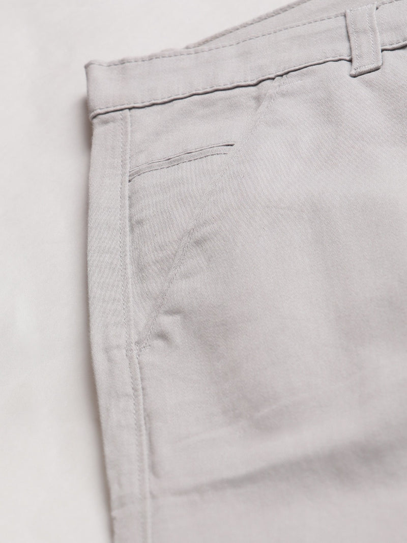 Men Grey Smart Skinny Fit Solid Chinos