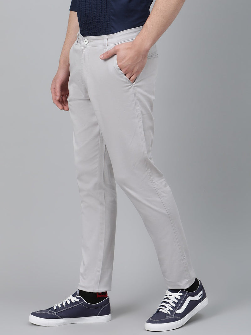 Men Grey Smart Skinny Fit Solid Chinos