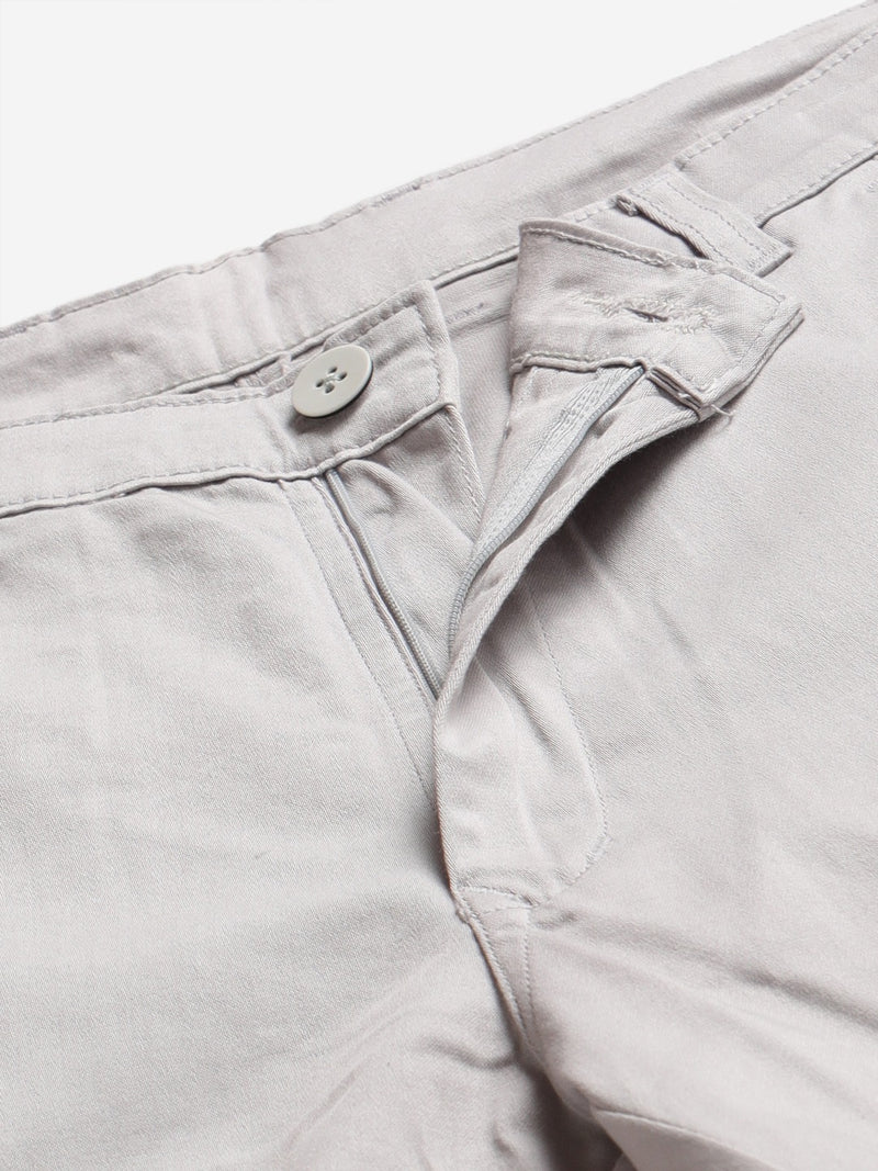 Men Grey Smart Skinny Fit Solid Chinos