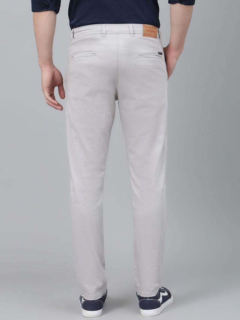 Men Grey Smart Skinny Fit Solid Chinos