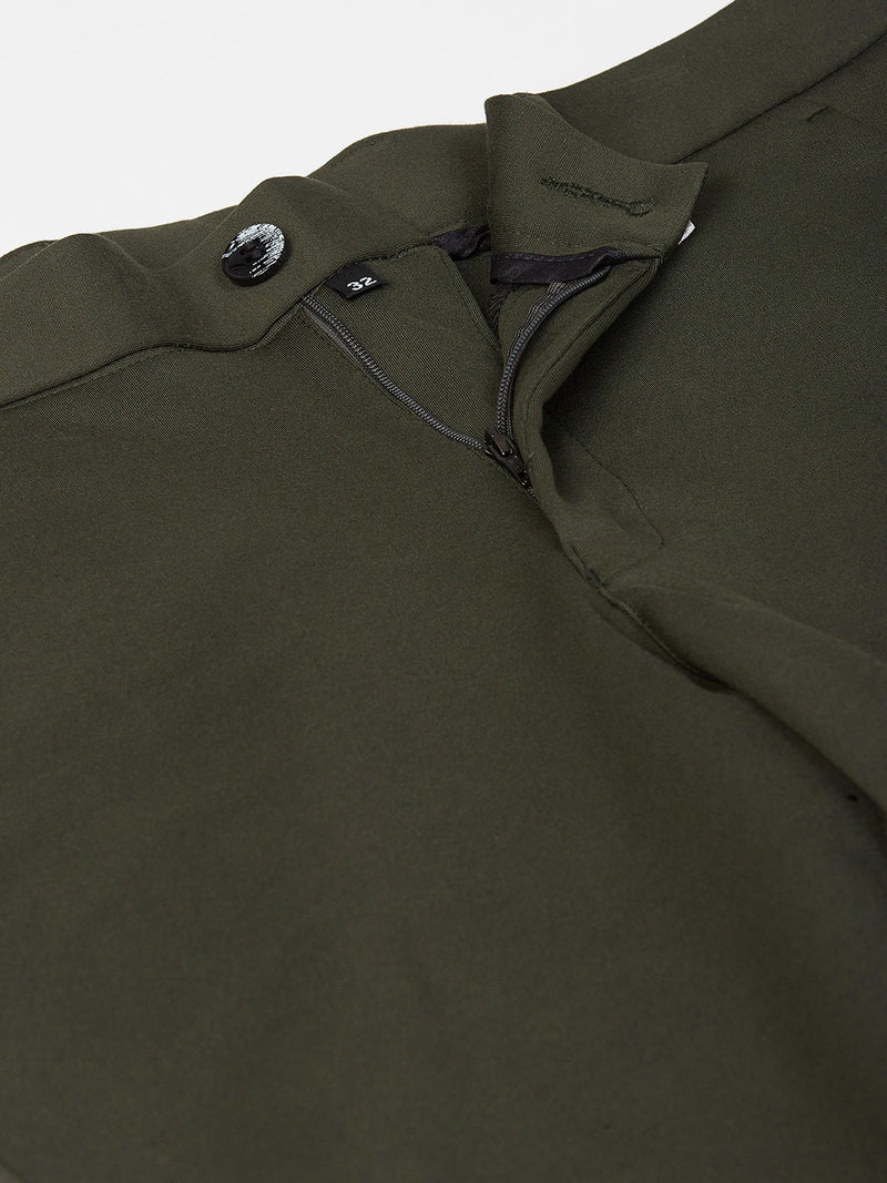 Olive Green: Wrinkle Free Stretchable Cropped Chinos