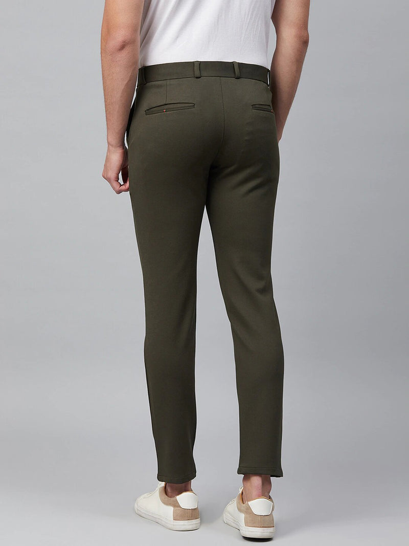 Olive Green: Wrinkle Free Stretchable Cropped Chinos