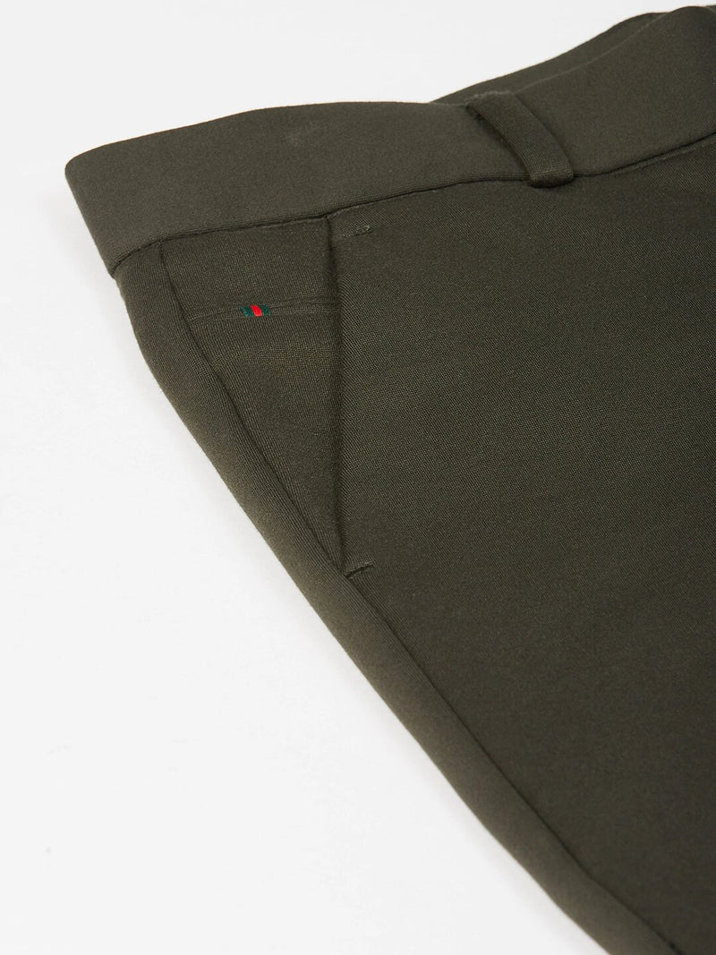 Olive Green: Wrinkle Free Stretchable Cropped Chinos