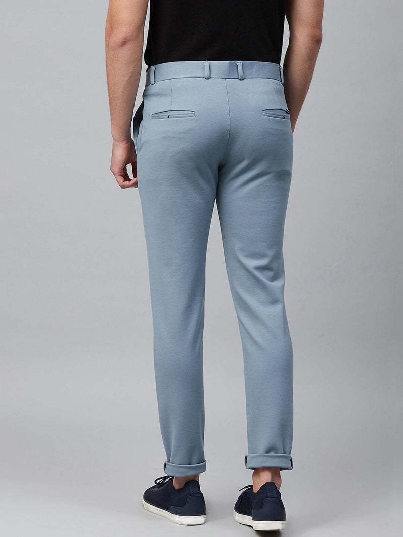 Blue: Wrinkle Free Strectable Smart Skinny Fit Solid Chinos