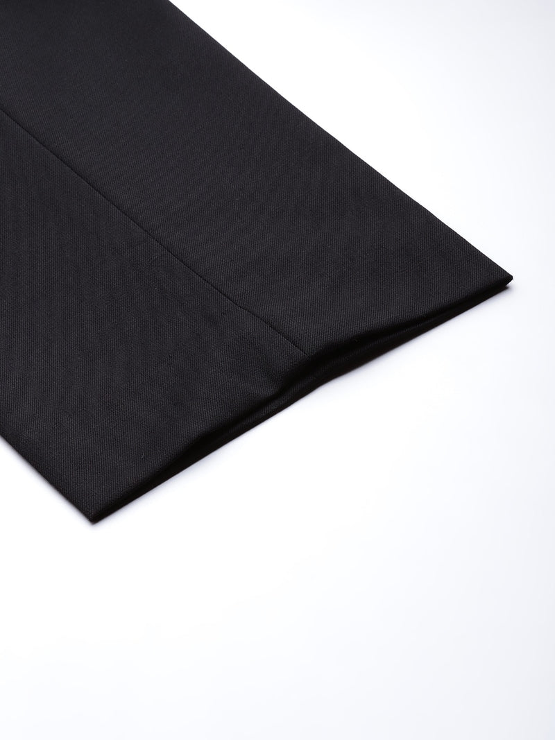 Men Black Smart Tapered Fit Solid Cropped Regular Trousers