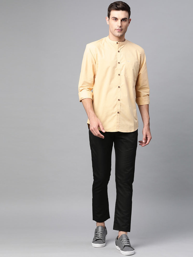 Men Black Smart Tapered Fit Solid Cotton Cropped Regular Trousers