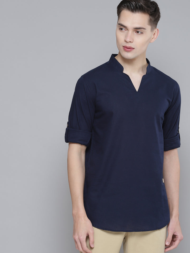 Men Navy Blue Comfort Fit Kurta