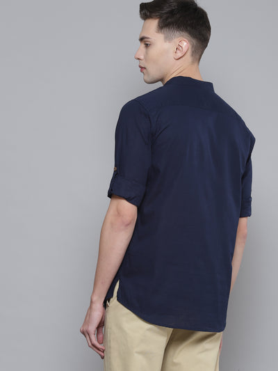 Men Navy Blue Comfort Fit Kurta