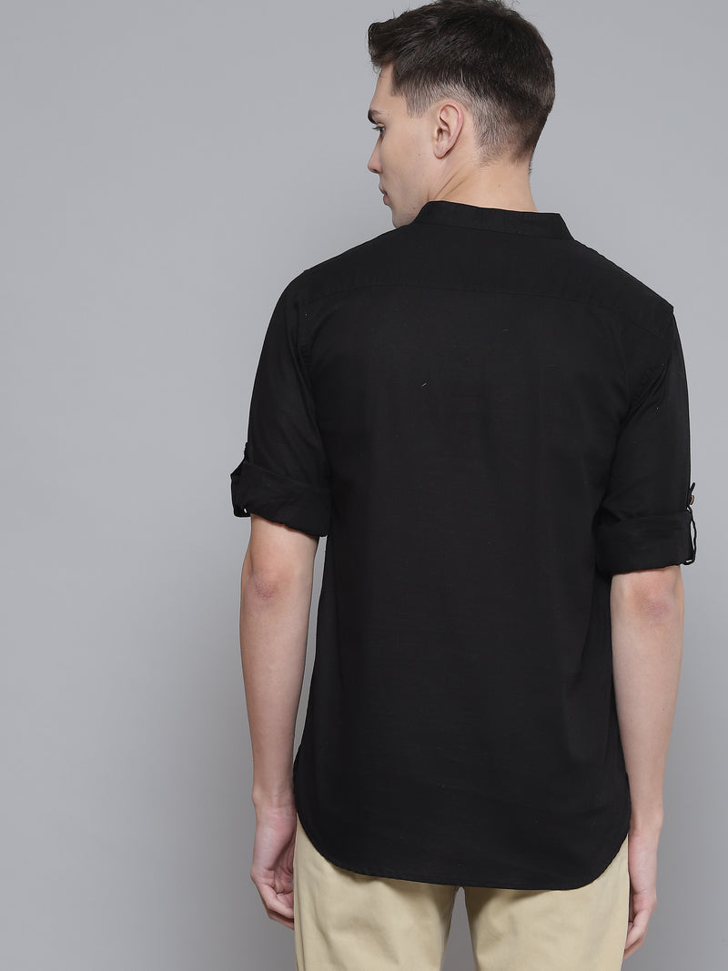 Men Black Comfort Fit Kurta