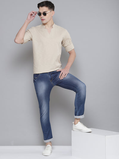 Men Beige Comfort Fit Kurta
