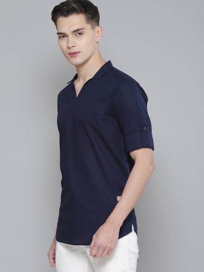 Men Navy Blue Comfort Fit Kurta