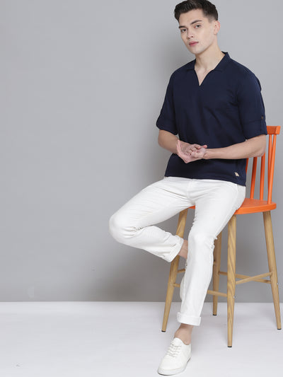 Men Navy Blue Comfort Fit Kurta