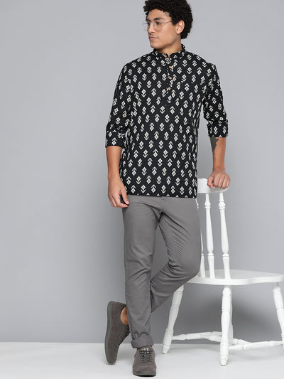 DENNISON Men Black Block Printed Kurta